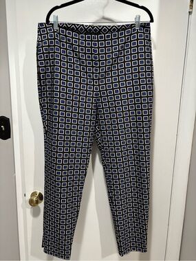 Black Label by Chicos Straight Leg Geometric Print Pants - Blue/Black Size 2.5